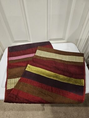 Striped Multicolor Velvet Runner - Red, Burgundy, Olive